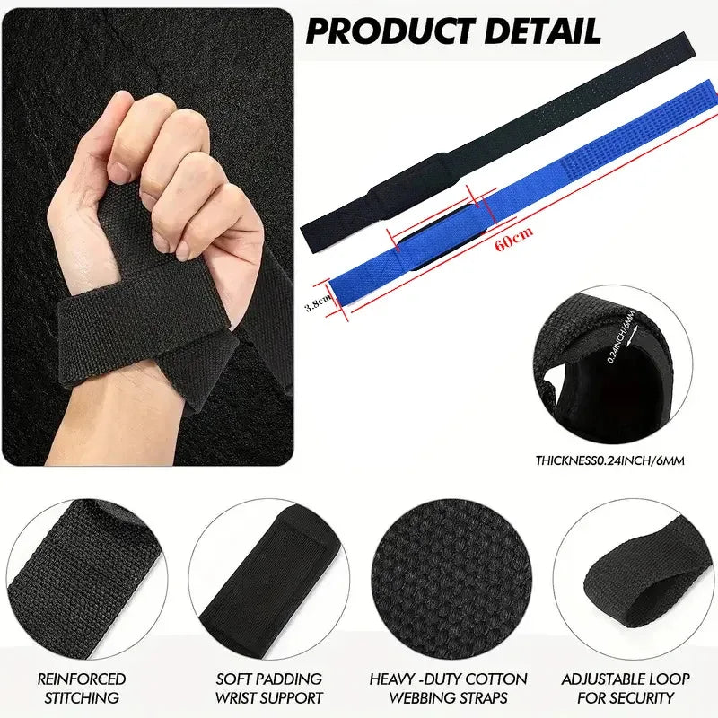 Weightlifting Wrist Straps – Adjustable Non-Slip Support for Strength Training & Gym Lifting