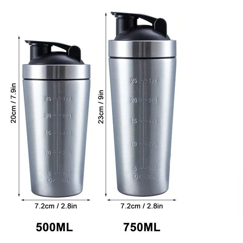 Stainless Steel Protein Shaker Cup – Portable Fitness Shaker Bottle