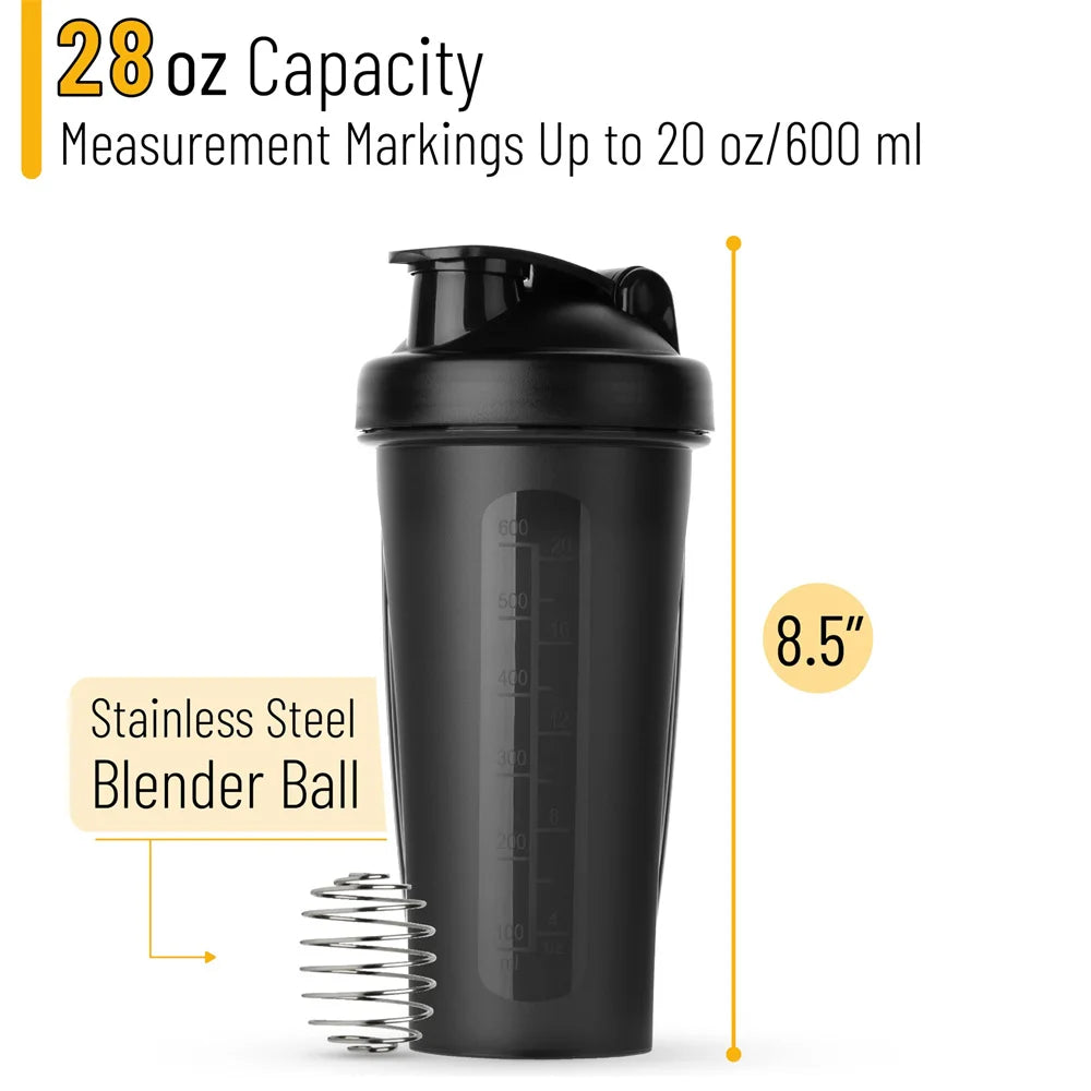 Portable Protein Shaker Bottle – 600ml with Wire Whisk for Gym & Outdoor Fitness