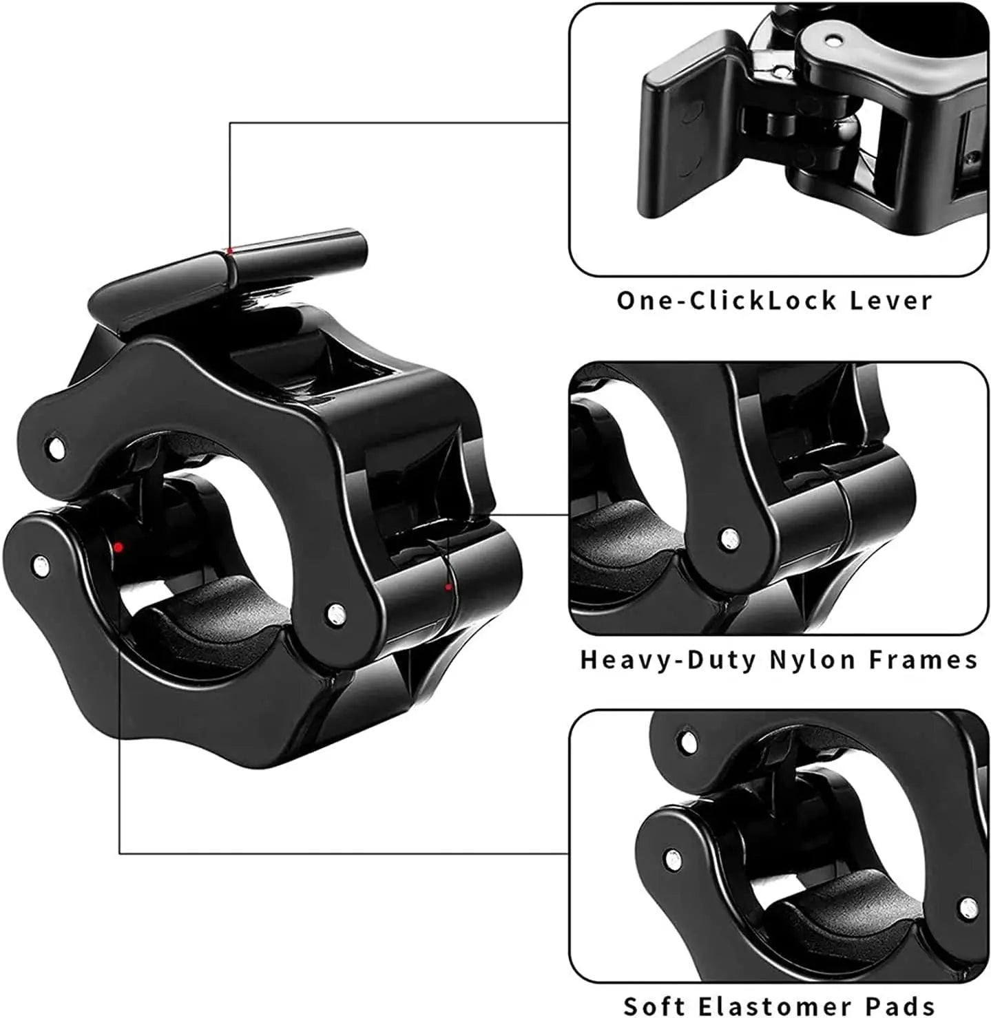 Quick-Release Barbell Clamps – 25/50mm (2-Pack)