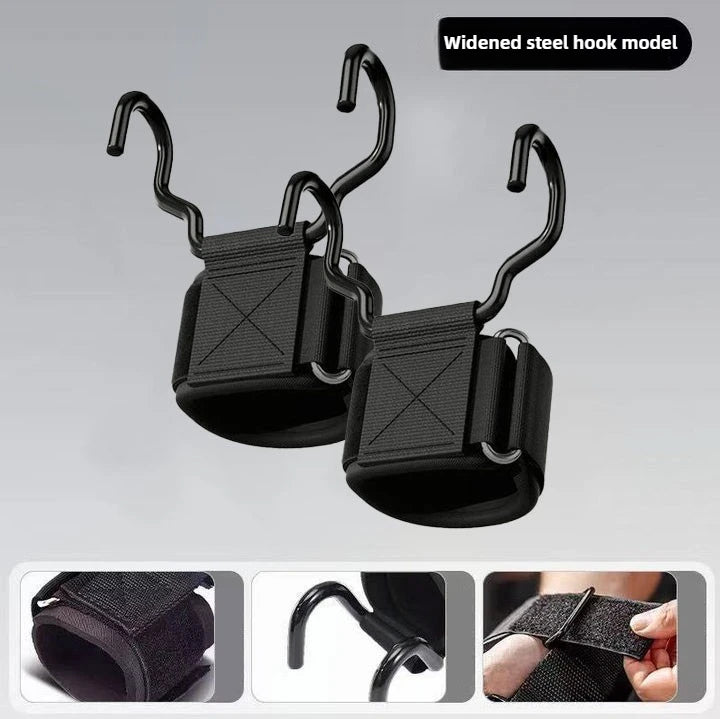 1 Pair Weight Lifting Hooks with Wrist Wraps