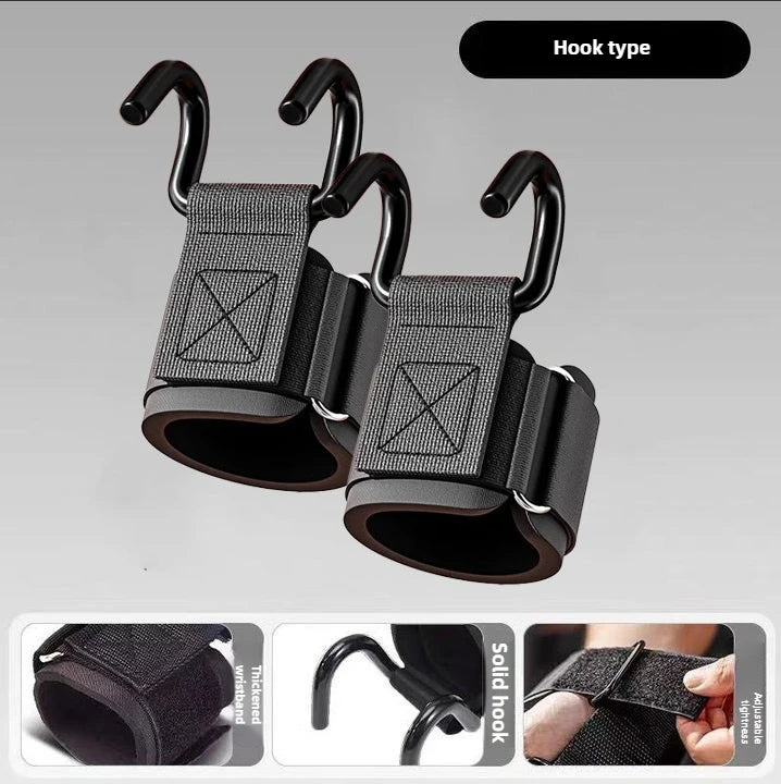1 Pair Weight Lifting Hooks with Wrist Wraps