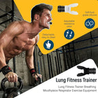 Man exercising with a lung fitness trainer in a gym setting