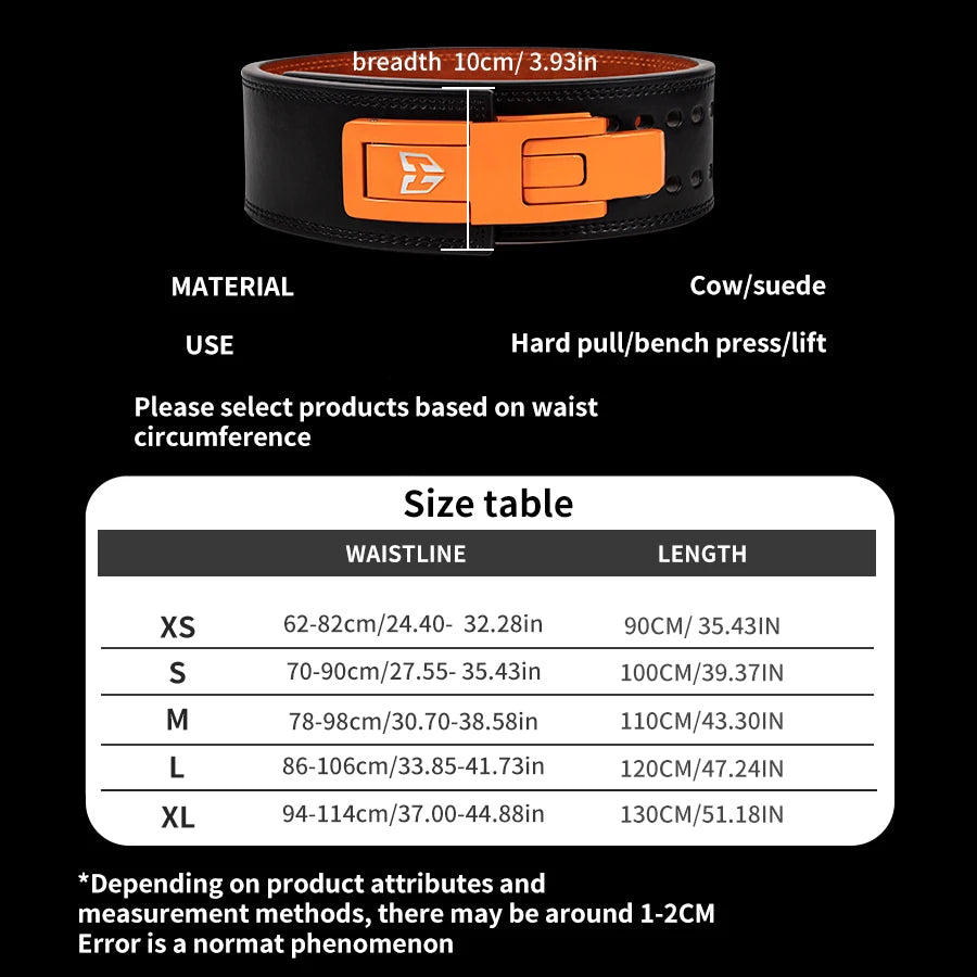 Adjustable Weightlifting Belt – Lever Powerlifting Belt for Squats, Deadlifts & Waist Support