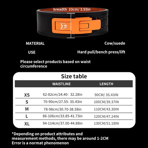 Adjustable Weightlifting Belt – Lever Powerlifting Belt for Squats, Deadlifts & Waist Support