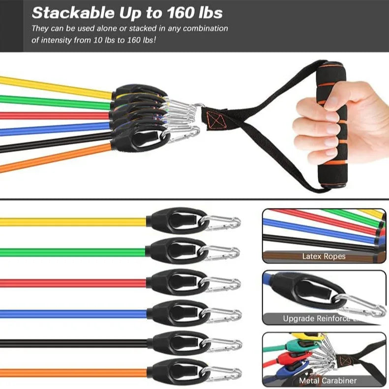 Resistance Bands Set – Exercise Bands with Door Anchor & Ankle Straps for Home Workouts & Physical Therapy