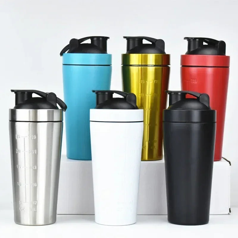Stainless Steel Protein Shaker Cup – Portable Fitness Shaker Bottle