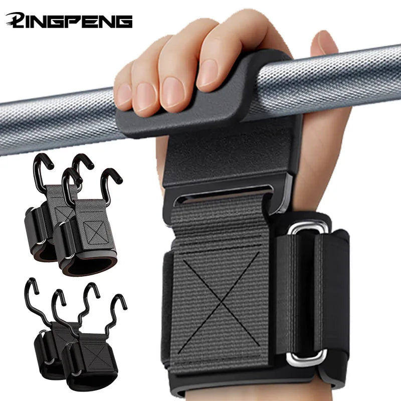1 Pair Weight Lifting Hooks with Wrist Wraps