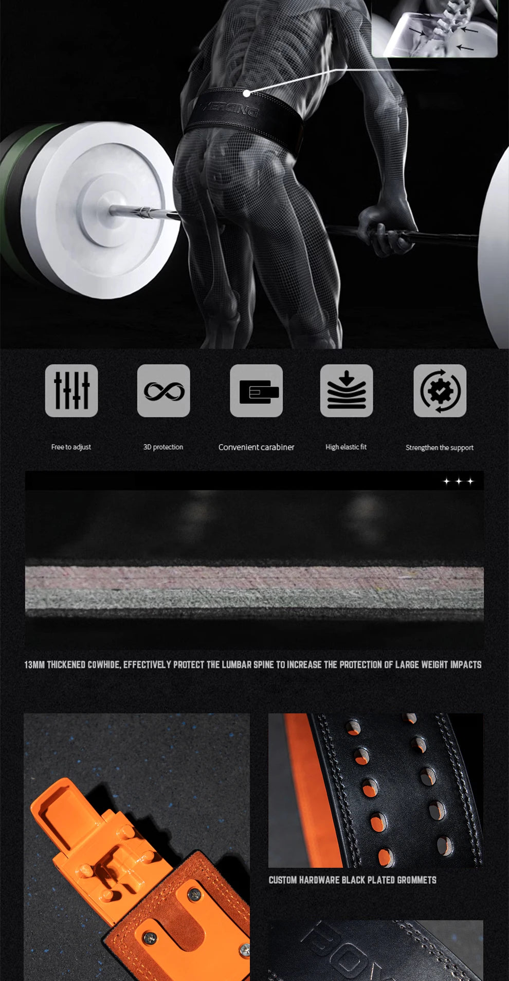 Adjustable Weightlifting Belt – Lever Powerlifting Belt for Squats, Deadlifts & Waist Support